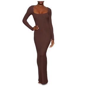 Skims Brown Long Sleeve Fits Everybody Dress